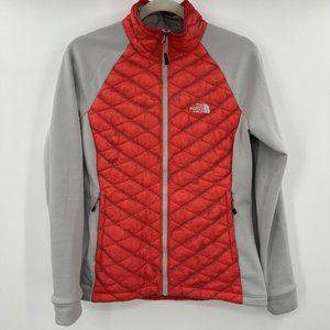 The‎ North Face Pink Gray Puffer Full Zup Sweat Shirt Size Medium